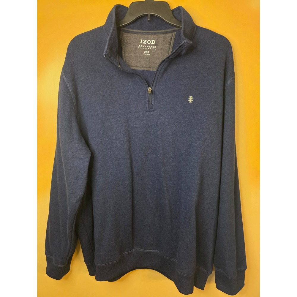 IZOD Advantage Performance Mens 2XLT Navy Blue Quarter Zip Pullover Sweater